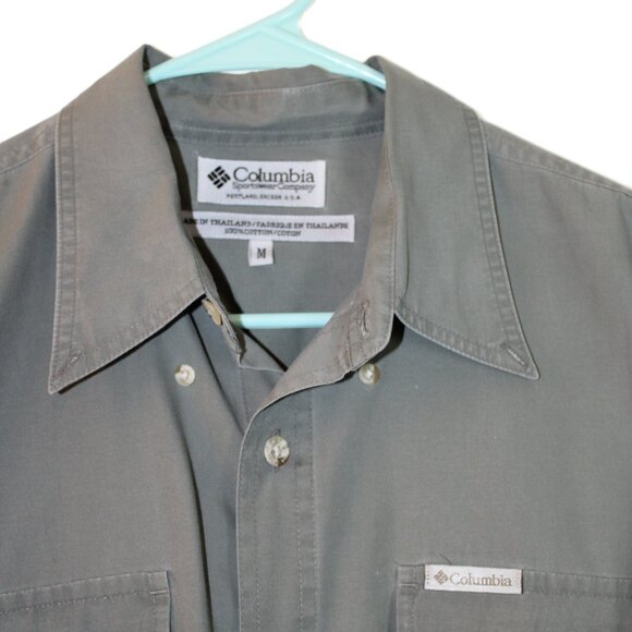 Columbia Green Short Sleeve Button Down 2 Front Pockets Size M - Picture 4 of 9